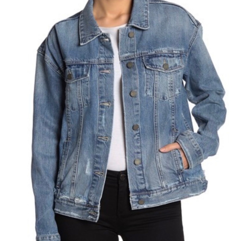 PAIGE Sequin Rose Denim Jacket 🌹 distressed denim